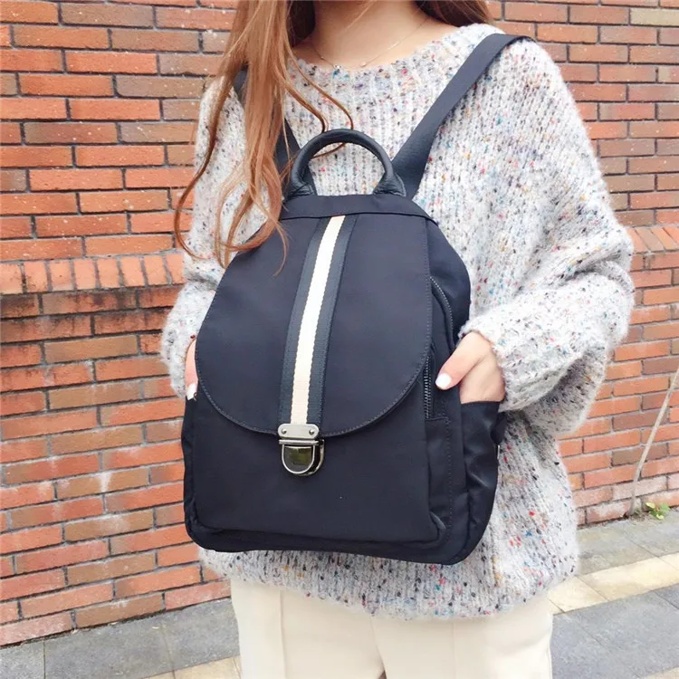 

2019 Autumn And Winter New Style WOMEN'S Bag Retro Stereotypes Backpack Korean-style Oxford Cloth Bag Stripes Female Backpack