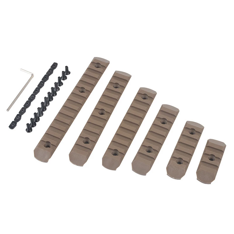 Тактический KeyMod& M-LOK полимерная направляющая набор(6 шт.) Picatiny Rails Cover Weaver Rail Mount Adapter - Цвет: DE