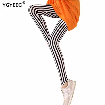 

YGYEEG Legging Sexy Trouser Pants Women Leggings Fashion Stripe Printing Legging Sexy Silm Legins High Waist Stretch Trouser