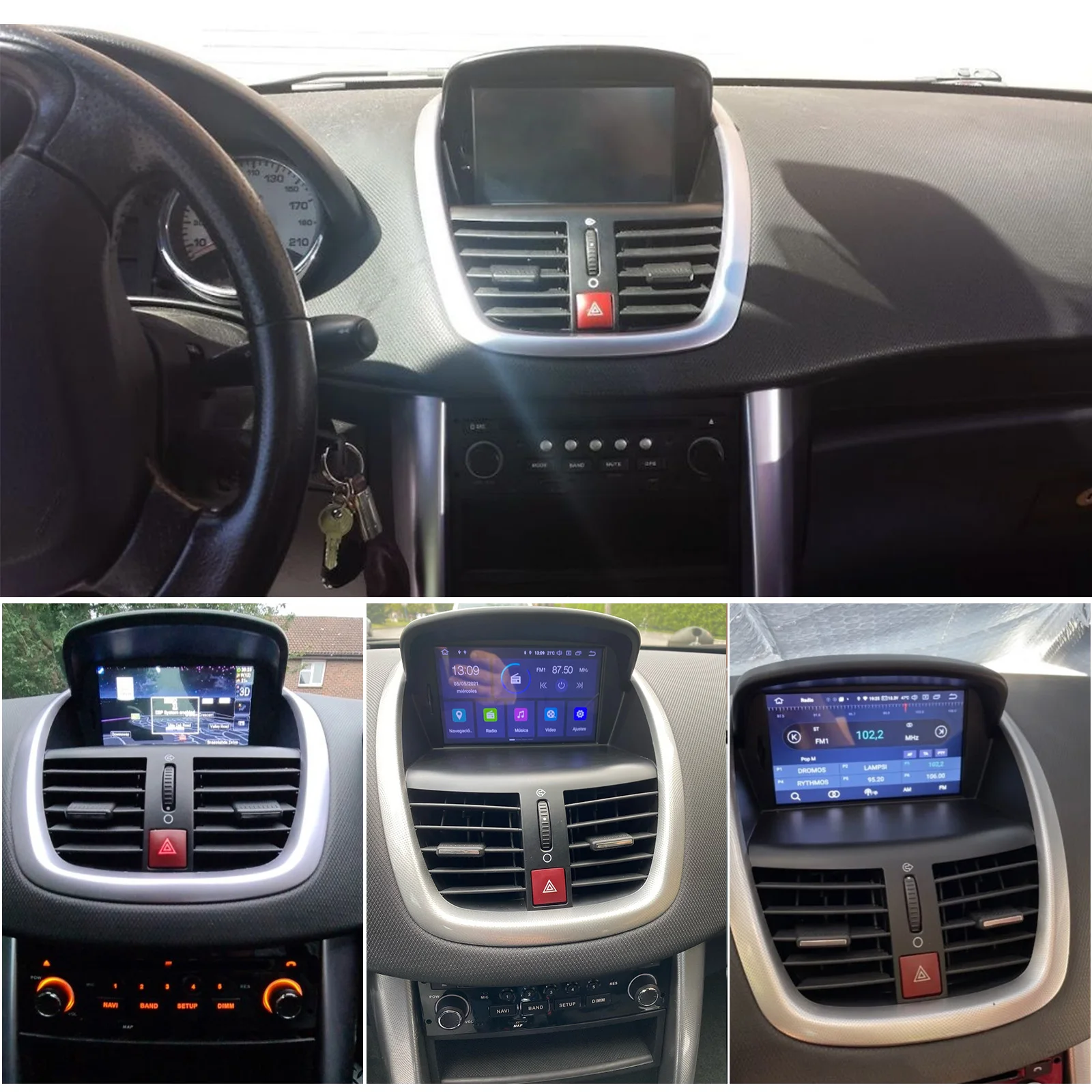 Autoradio GPS tactile Bluetooth Android & Apple Carplay Peugeot 206+, 207,  207 CC et 207 SW + caméra de recul