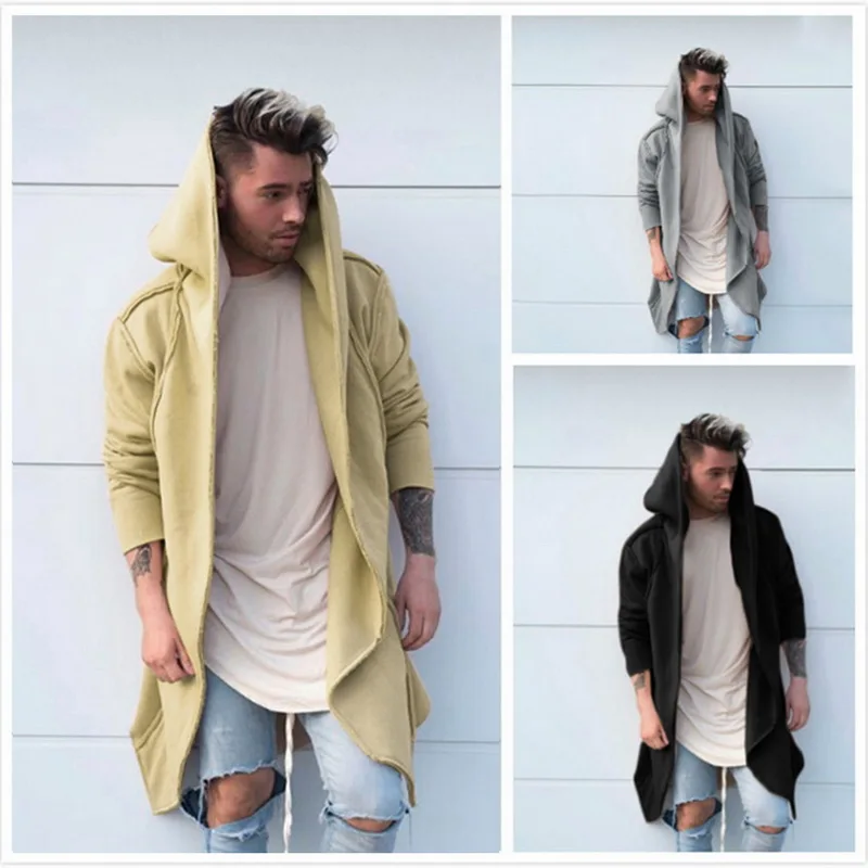 

2019 New Hoodies Jacket Men Long Cloak Cardigan Male Coats Jaqueta Hooded Chaqueta Hombre Roupas Unisex Casual Loose Open Stitch