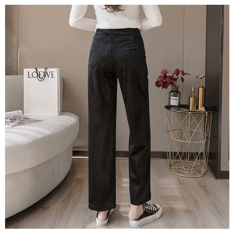 Pregnancy Abdominal Corduroy Pants Boyfriend Trousers Maternity Pants For Pregnant Women Clothes High Waist Trousers Loose Pants
