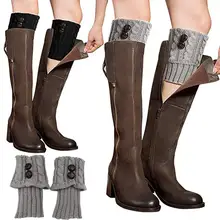 Женские зимние вязанные гетры с пуговицами, носки, короткие сапоги, манжеты, Женский вязаный манжет для ботинок, вязанные гетры, носки