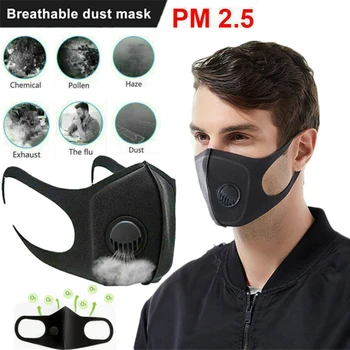 

2020 Black Anti Dust PM2.5 Mask Breathing Filter Valve Face Mouth Masks Reusable Mouth Cover Anti Fog unisex mask
