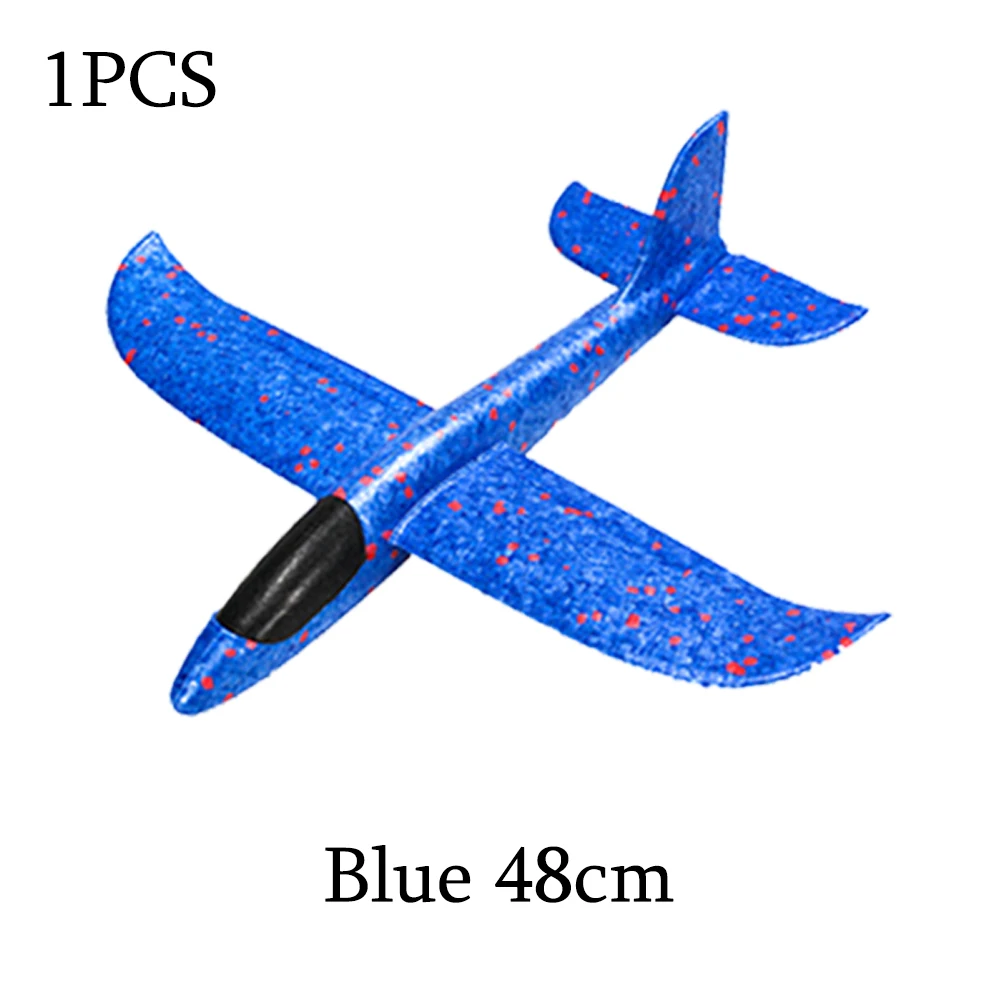 1pcs Blue 48cm Пенопластовый игрушечный самолет, 36 см 48 см, режим полета, планер, инерционные модели самолетов, самолеты для детей, Спорт на открытом воздухе - Цвет: 1pcs Blue 48cm