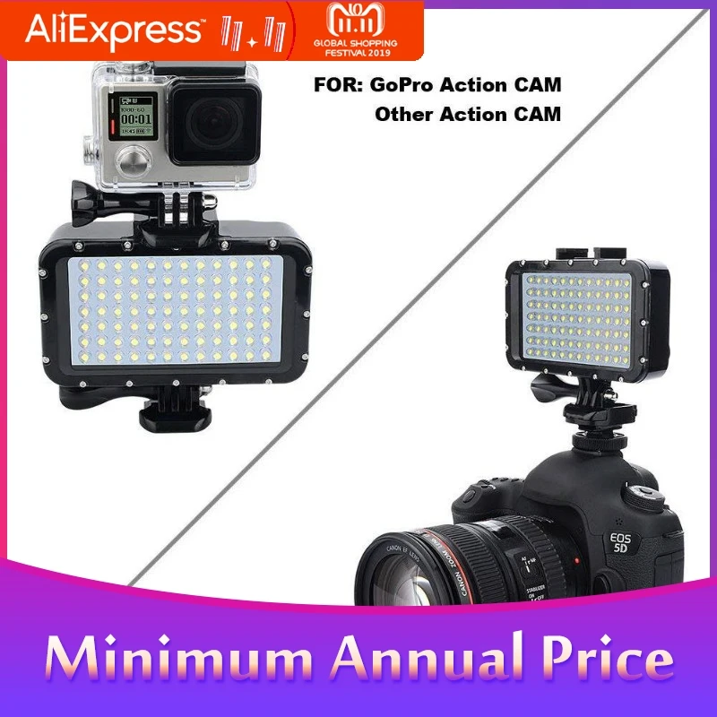 buy 50M Waterproof Underwater LED HighPower Flash Light For Gopro Canon SLR Cameras Fill Lamp Diving Video Lights Mount r29