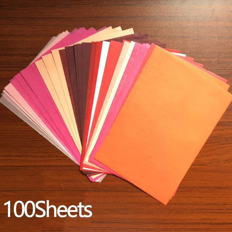 100sheet/bag A5 Wrapping Papers Retro Multicolor Print Tissue Paper Bookmark Gift Wrapping Papers Floral Gift Packaging Material