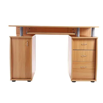 

Computer Desk 15mm MDF Portable 1pc Door with 3pcs Drawers Computer Desk Wood Color