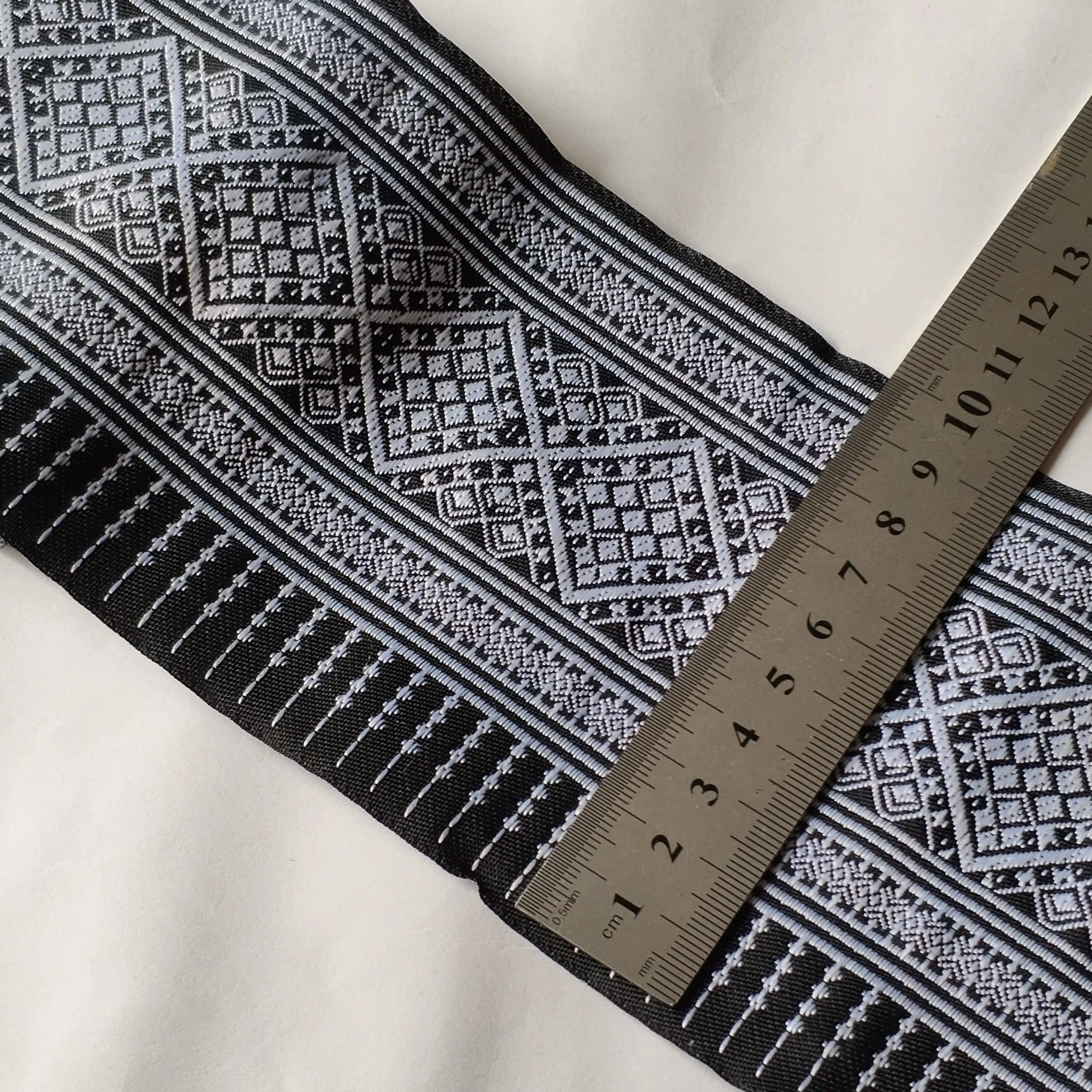 2yard Hmong Cross Stitch Ethnic Embroidery Jacquard Webbing Lace Trim 10cm East Asian Dress Collar Ribbon Tribal Boho Accessory