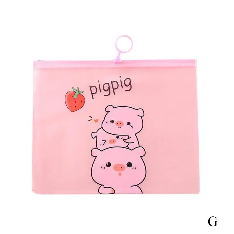 Kawaii ПВХ сумки для документов мультфильм свинья файл папка карандаш кольцо файл сумки контракт канцелярские сумки бумага для органайзера Чехол Держатель E6X9