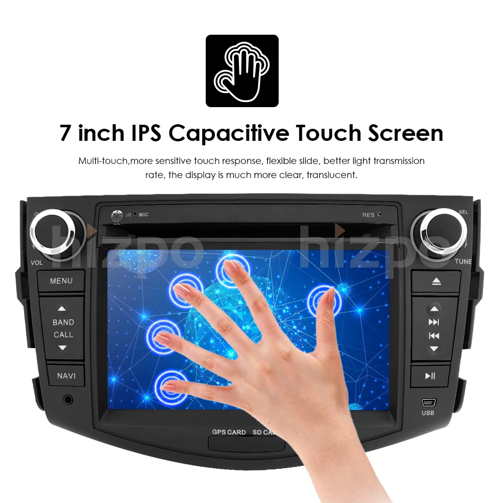 Best Hizpo2019 NEW !!!Android 9.0 car dvd player for Toyota RAV4 Rav 4 2007 2008 2009 2010 2011 2 din 1024*600 car dvd gps wifi rds 3