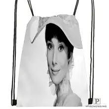 Пользовательские Одри-Хепберн-вдохновляющая-походная сумка на шнурке милый рюкзак для детей(черная спинка) 31x40 см#20180611-02-69