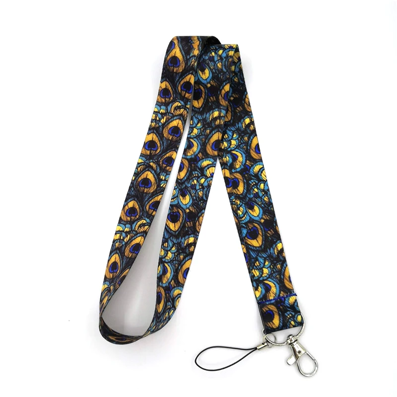 

Peacock Feathers Neck Strap Lanyard for Keys DIY ID Card Gym USB Badge Holder Neckband Mobile Phone Straps Keychain Lanyards