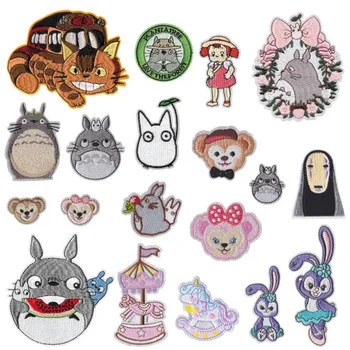 

Cartoon My Neighbor Totoro Animal Patches for Clothes Merry-go-round rabbit Embroidery Appliques Child Clothing Accessories