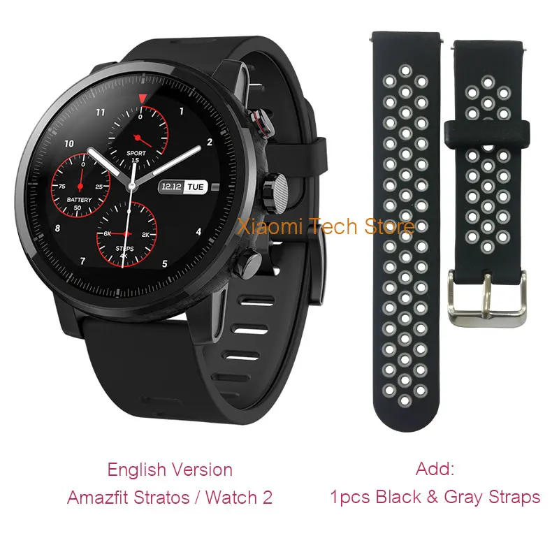 Version.2.-BlackGrey Xiaomi Huami Amazfit умные часы Stratos 2 Английская версия gps PPG монитор сердечного ритма 5ATM водонепроницаемые спортивные мужские умные часы - Цвет: Version.2.-BlackGrey