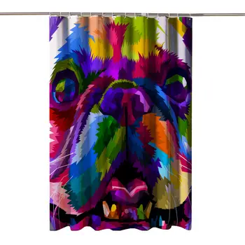 

Dog is Love Close up of French Bulldog 3D Print Design Bathroom Colorful Lovely Cartoon Dog Shower Curtain with Hook Rust Metal