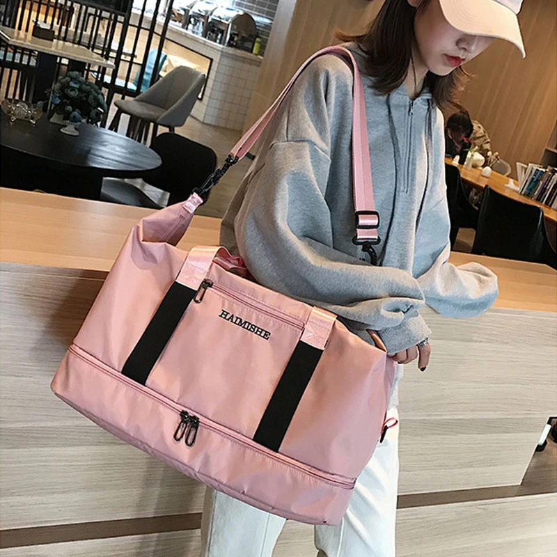 Glossy Gym Bag Dry Wet Travel Fitness Bag For Men Tas Handbags Women Nylon Luggage Bag With Shoes Pocket Traveling Sac De Sport