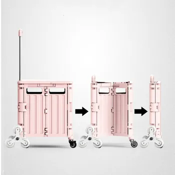

Climb Stairs Mobile Folding Cart 4 Wheels Climbing Retractable Hand Cart Collapsible Grocery Folding Utility Cart Trolley Hot