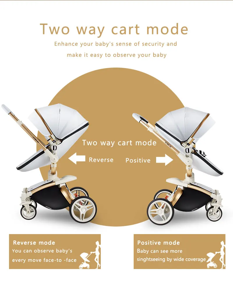 Dearest Diamond baby stroller 2 in 1  with luxury leather baby carriage factory price