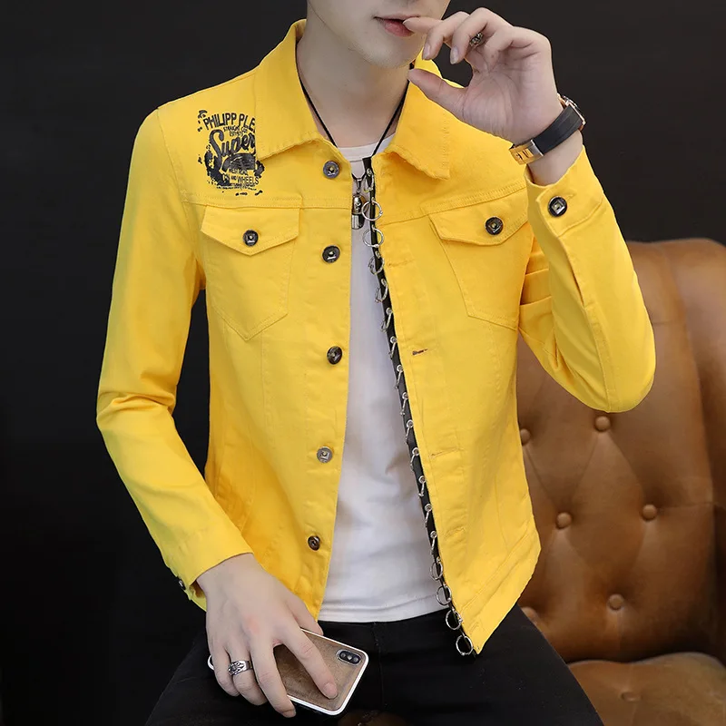 Jeans Coat Men's Spring And Autumn New Style Denim Jacket Male STUDENT'S Korean-style Slim Fit Handsome Teenager with Holes Gown