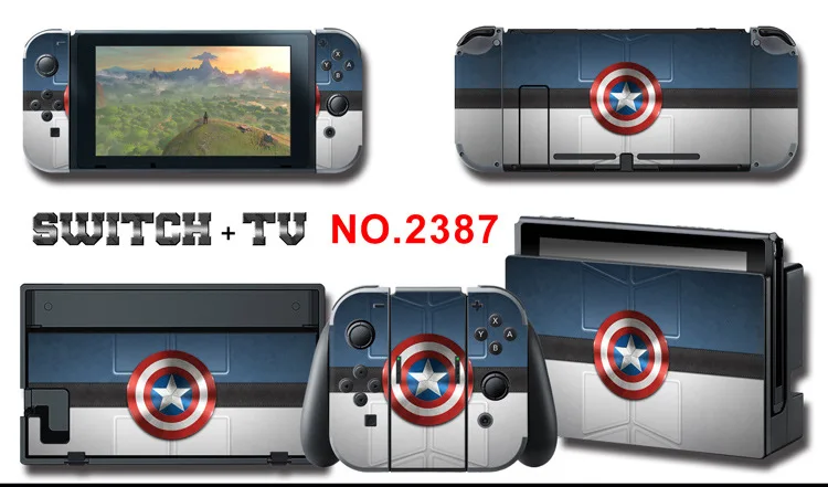 1set New Cute Anime Full Body Sticker for NS Switch Protective Cover Skin Colorful Art for Game Console Joy-Con Controller Decor