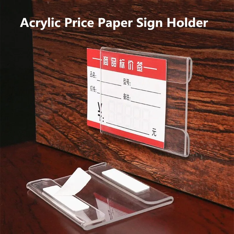 10Pcs 4x6cm Mini Clear Acrylic Sign Display Holder Small Price Name Card Tag Label Stands