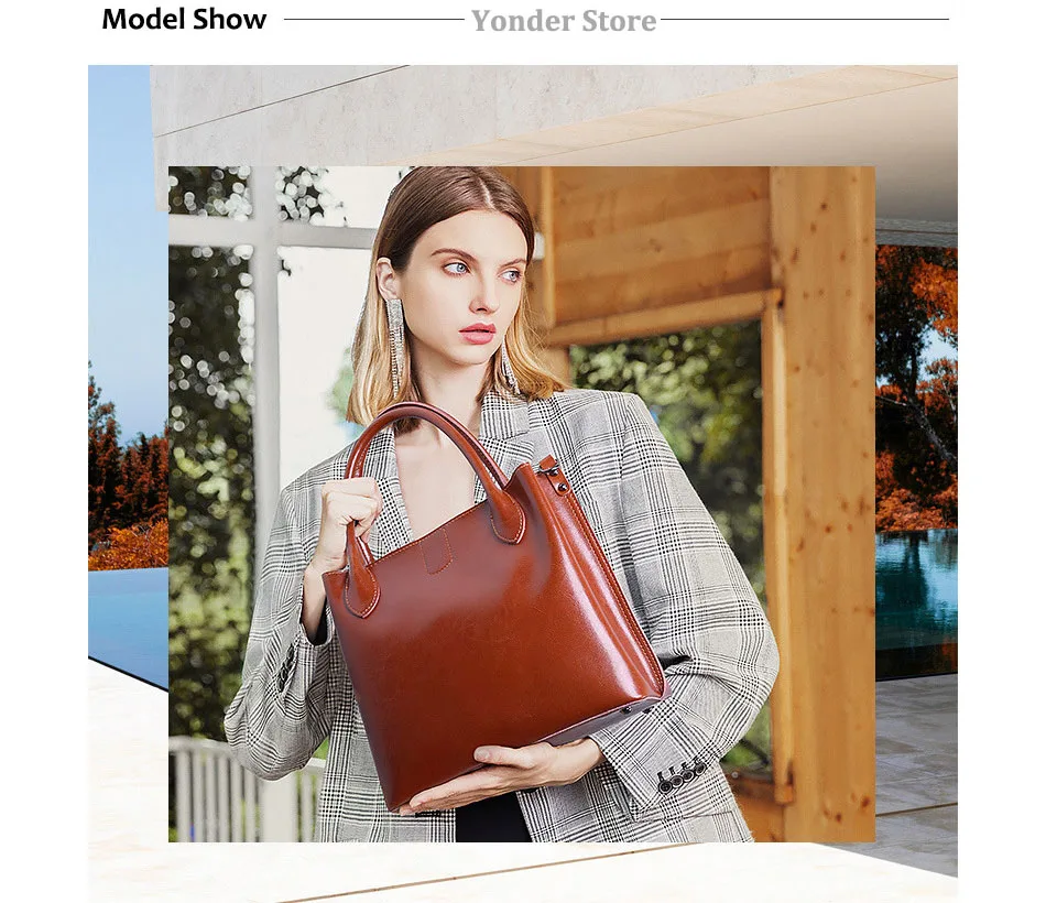 Yonder женская сумка из натуральной кожи в стиле ретро кофейного цвета, Простая Дорожная сумка-тоут, Вместительная женская сумка через плечо