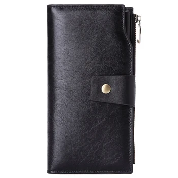 

MISFITS Men's Multi-Card Wallet Fashion Business Long Leather Wallet Zipper Wallet Card Bag Clutch Bag