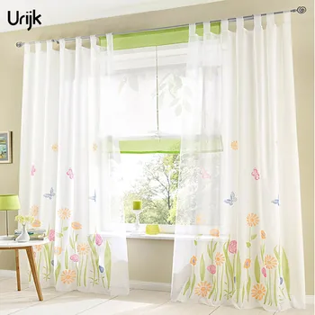 

New 1PC Perspective Tulle Window Curtains Printed Scenic Pattern Sheer Bedroom Curtains For Living Room Pastoral Style Panel