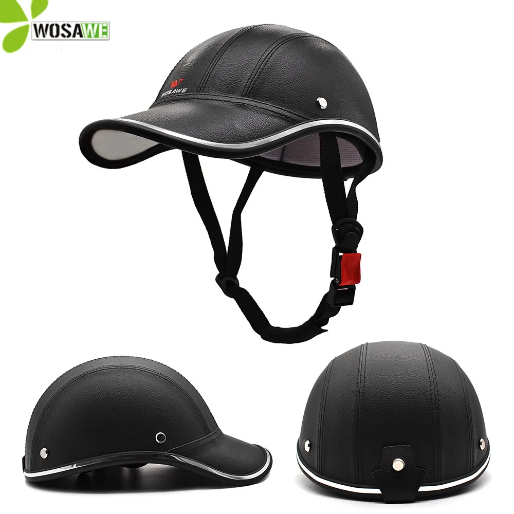 cheap WOSAWE Waterproof Cycling Helmets PU Leather Equestrian Sports Horse riding Bike Bicycle UV Protection Bicycle Safety Head Caps