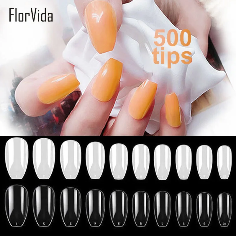 

500pcs Kit False Nail Tips Acrylic Fake Nails Coffin Ballet Long Plastic Transparent Design for Nail Art Manicure Set