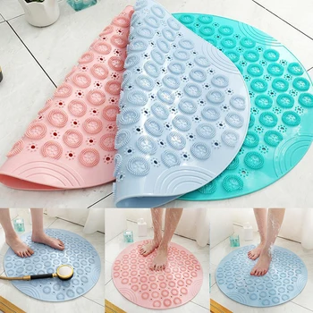 

Round PVC Bathroom Mat Anti-Slip Soft Massage Pad with Sucker For Bathroom Rugs Bathtub Carpet Shower Pad