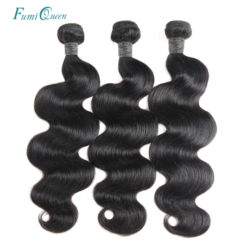 

Ali FumiQueen Brazilian Body Wave Human Hair Extensions Natural Color Remy Hair Weave Bundles 3Pcs/Lot 10"-28" Free Shipping