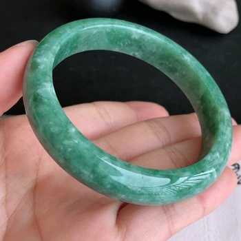 

Zheru Jewelry Natural Burmese Jadeite Light Green 54-62mm Bracelet Elegant Princess Jewelry Gift for Mom and Girlfriend