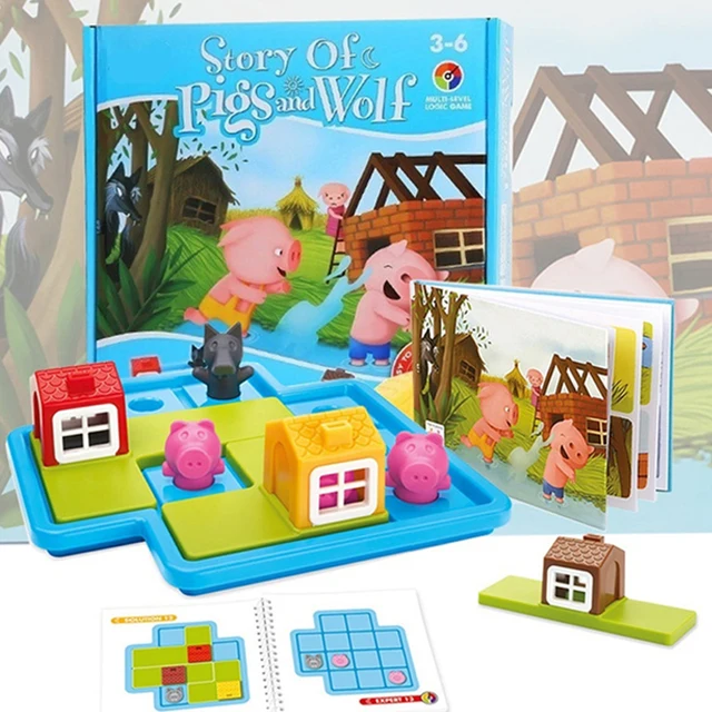 Children Smart Hide&Seek Board Games Three Little Piggies 48 Challenge with Solution Game IQ Training Toys For Kids Thinking 1