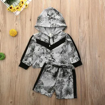 

Toddler Baby Girls Sport Clothes Set Hooded Pullover Tops Shorts 2pcs Outfits
