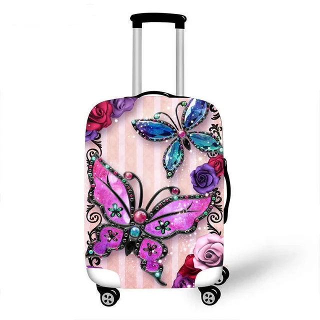 18-32 Inch Beautiful Butterfly Travel Luggage Thick Protective Covers Women Cute Bagages Girls Elastic Anti-Dust Suitcase - Цвет: as pictures