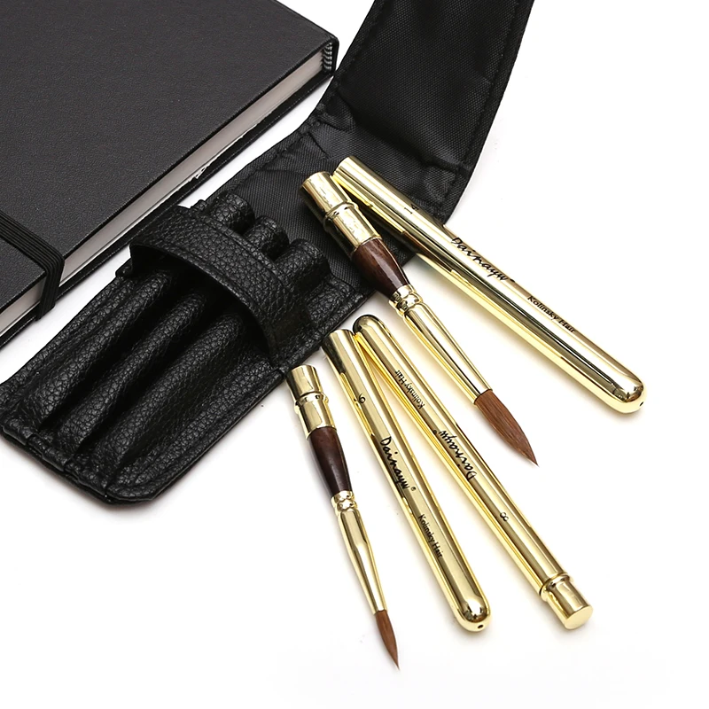 Set Of 3 Travel Watercolor Brushes In Inspirational Pouch