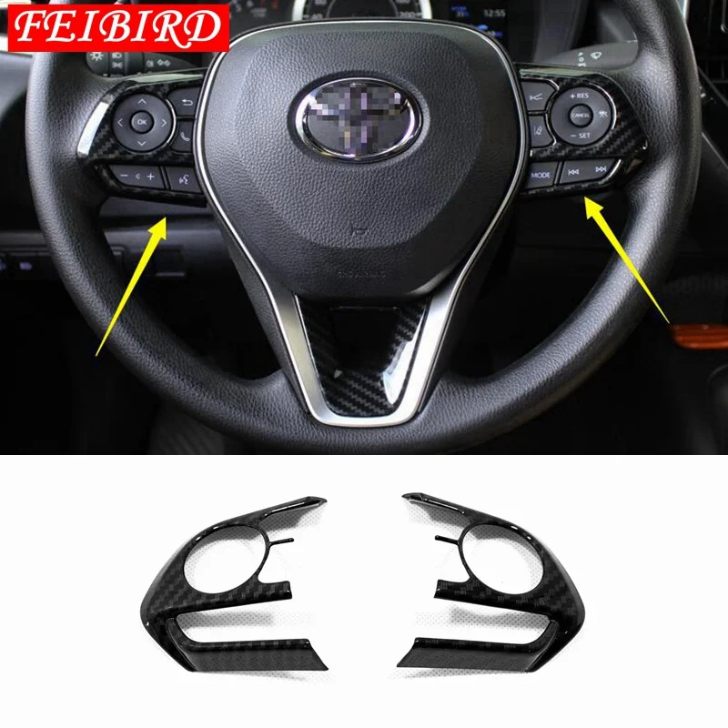 Аксессуары для кнопки рулевого колеса рамка литьевая крышка отделка ABS Матовый углерод подходит для Toyota Corolla - Название цвета: Carbon Fiber(ABS)