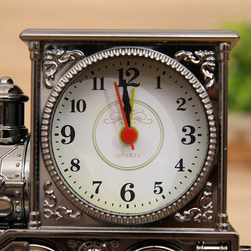 Alarm Clock Retro Style Train Table Desk Clock Bedroom Locomotive Mechanicals