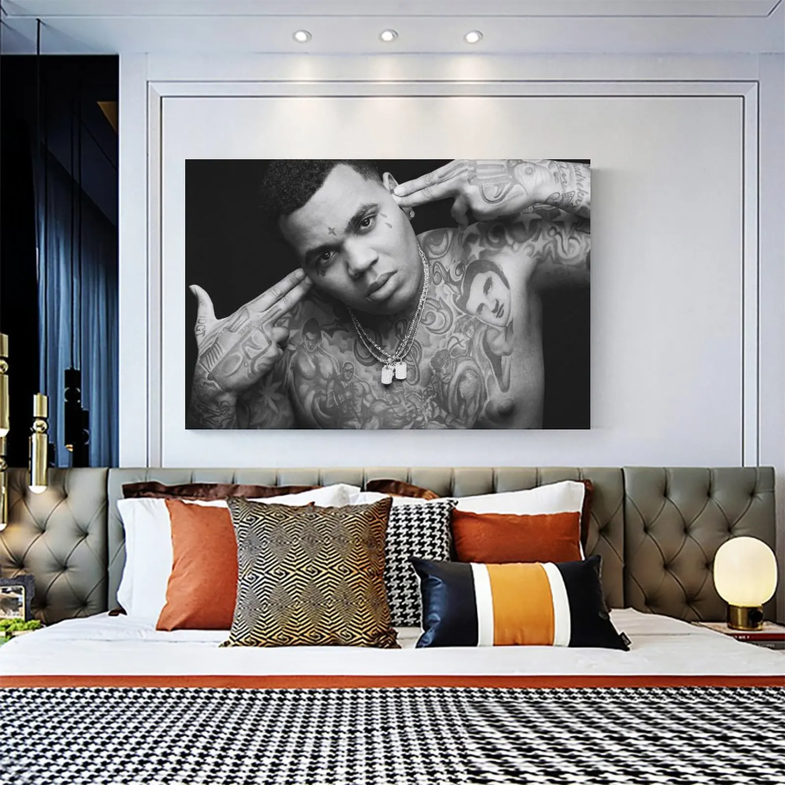 Kevin Gates Rapper Black White плакат декоративной живописи холст стены искусство гостиной