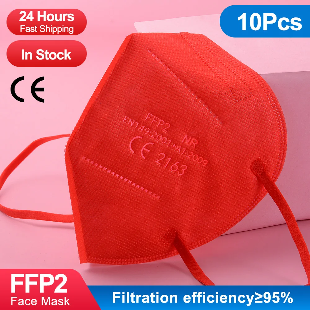 Mascarillas protectoras kn95 de 5 capas FFP2 reutilizables, Nuevo rojo, higiénicas, KN95, FFP3, españa