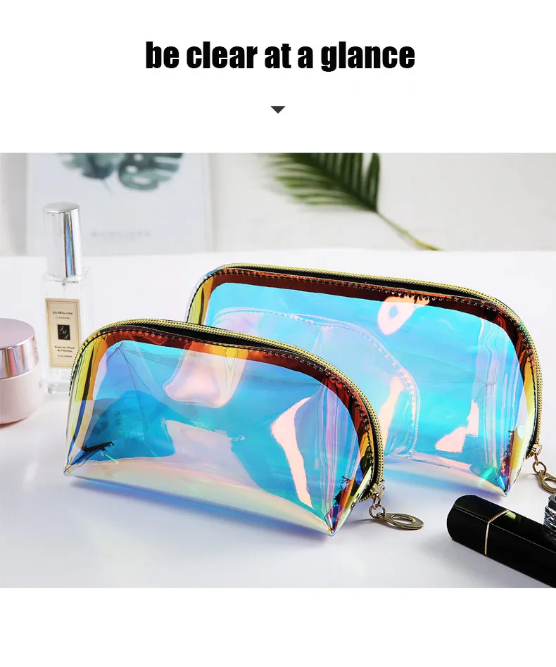 Fashion Laser Dream Colorful Holographic Beauty Organizer Pouch Clear Iridescent Clutch Makeup TPU Cosmetic Bag