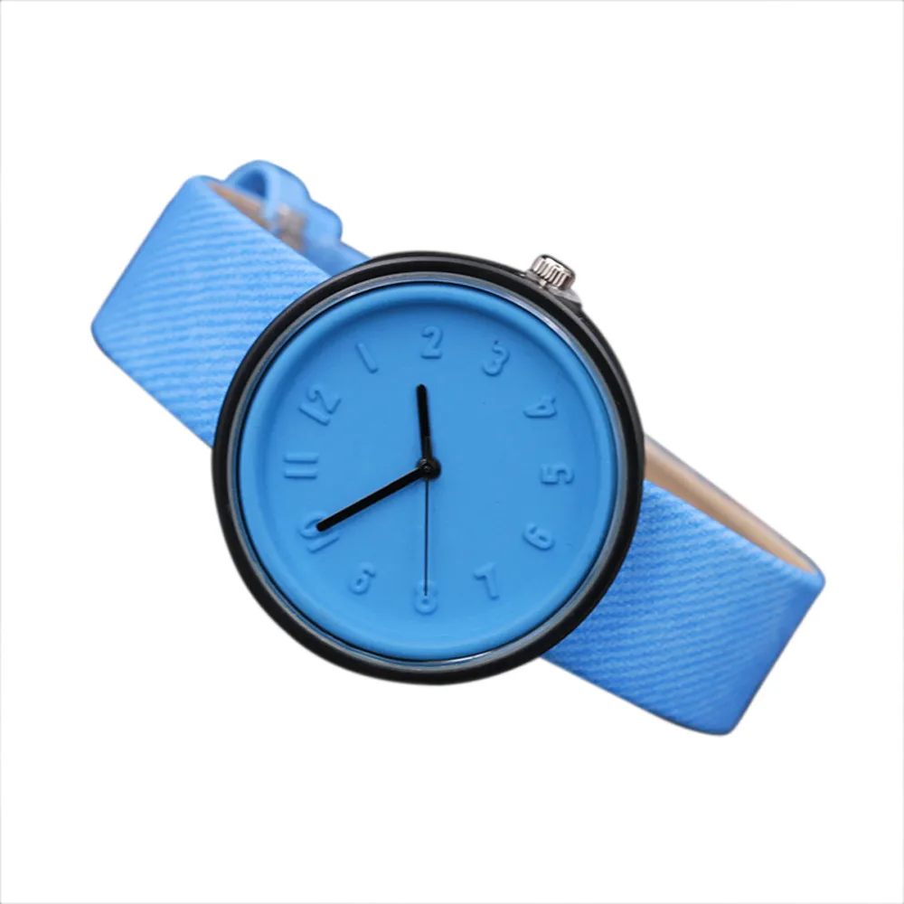 Для женщин Девушка часы Роскошные Простой Стиль Количество часы кварцевые кожаный ремень наручные часы Relogio Feminino для подарка студенческие часы# c - Цвет: Blue
