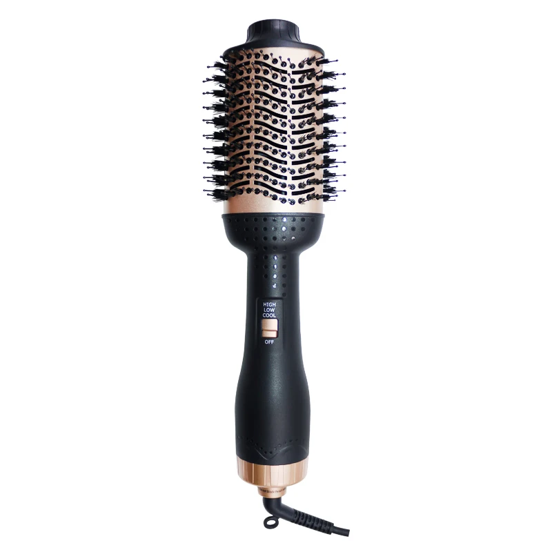 2 In 1 Gold Hot Air Cool Air Brush Comb Hair Curler Hair Dryer 360 Rotation Multifunction Hair Straightner Curling Iron