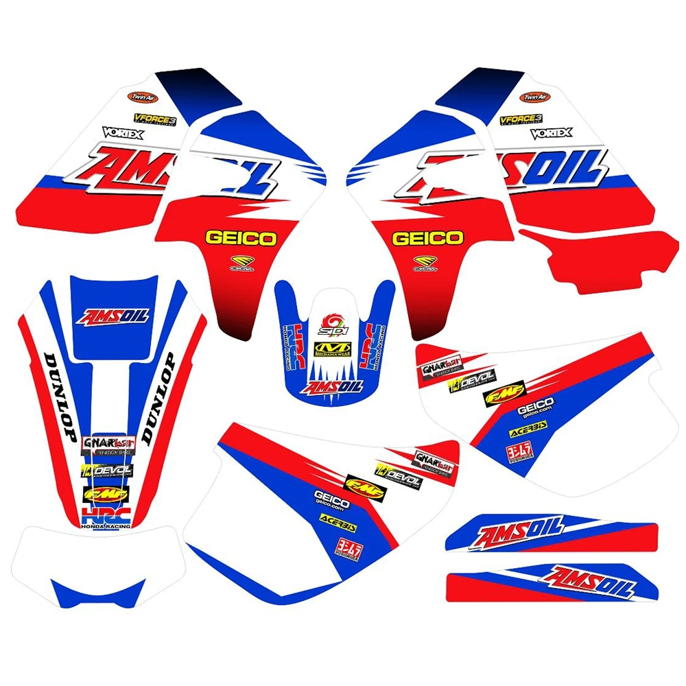 

New Full Graphics Decals Stickers Custom Number Name 3M Bright Stickers Waterproof For HONDA XR650R
