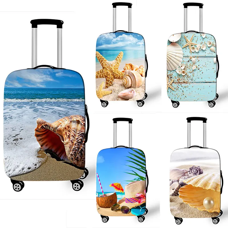 

Beach Starfish Print Suitcase Cover Women’s Travel Suitcase Flexible Protective Cover Anti-dust"18-32" Student Luggage Cover