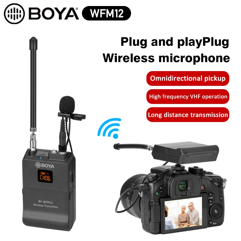 BOYA BY WFM12 VHF Беспроводная микрофонная система для IOS Android смартфонов