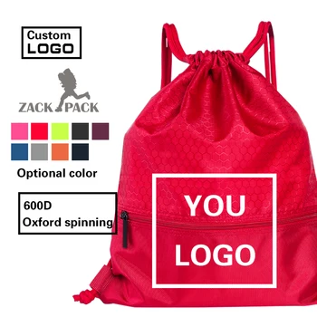 

Zackpack Sports waterproof Oxford cloth pocket custom printed logo backpack large basketball drawstring bag wholesale