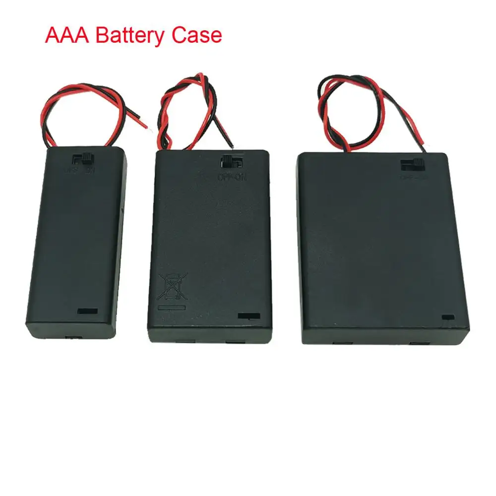 1 Pcs AAA Battery Holder Case Box With Leads With ON/OFF Switch Cover 2 3 4 Slot Standard Battery Container Drop Shipping